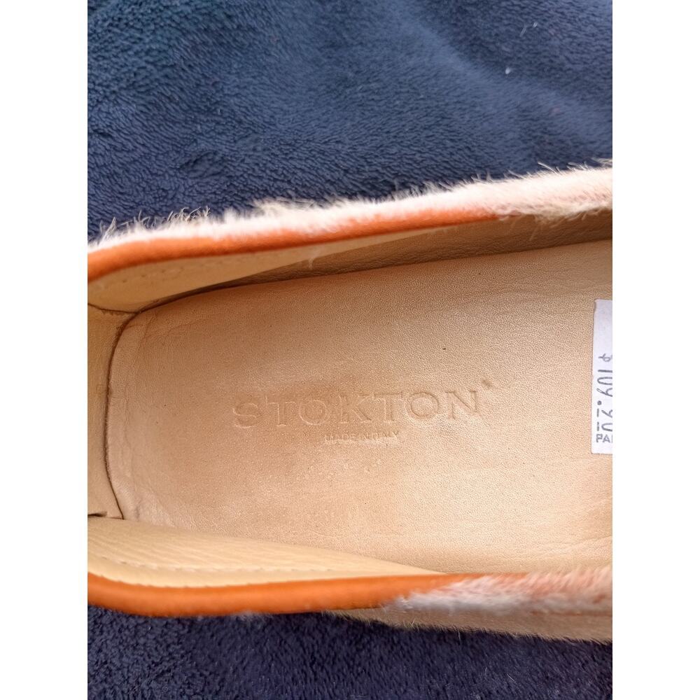 Stokton Italy Pony Hair Moccasins Size 8 Tan Orange Undertone Slip On Designer - Picture 4 of 8